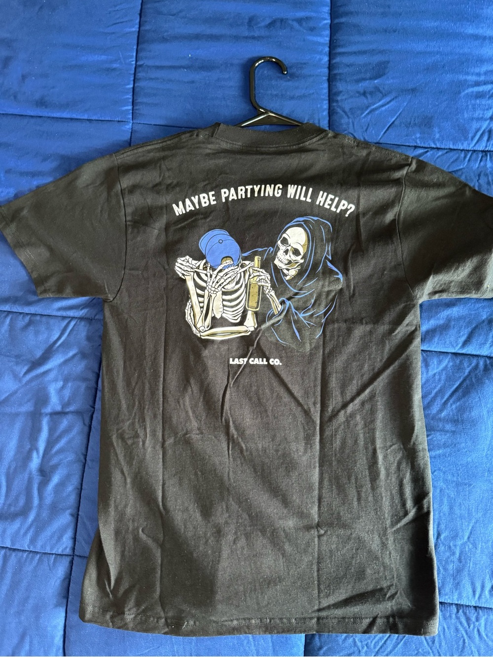 Maybe Partying Will Help? Small Black Graphic Short-Sleeve Tee